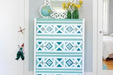 Blue geometric wallpaper dresser DIY.jpg