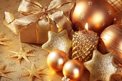 Gold Xmas Decoration Wallpapers