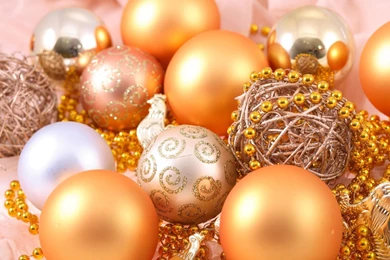 Gallery For   Gold Christmas Ornaments Wallpapers