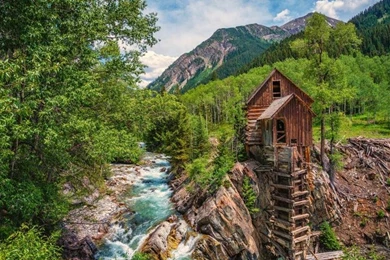 Colorado, Water Mill, River, Forest, Trees, Mountains Wallpapers ...