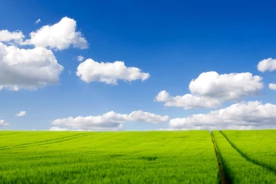 Download Wallpapers 3840x1200 Road, Greens, Grass, Sky, Clouds ...