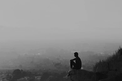 Morning Mountain Dark Girl Alone After Running iPad Wallpapers ...