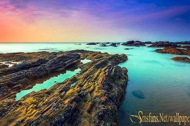 Sea Clouds Colored Rocks Wallpapers [Full HD Wallpapers]