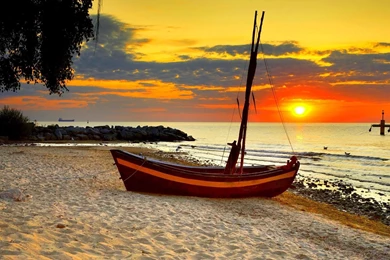 Beach At Sunset Nature Wallpapers