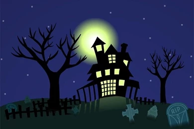 Houses: Halloween House Cemetery Moon Trees Free Wallpapers For HD ...
