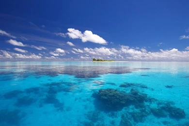 Small Island In The Clear Ocean Wallpapers   Free Wide HD Wallpapers