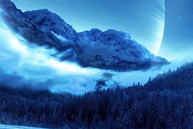 Night Mountains Road Planet Fantastic Winter Wallpapers For Iphone ...