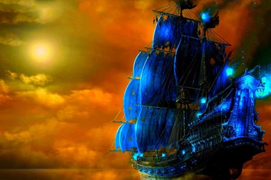 Fantasy Art Ship Boats Ocean Sea Wallpapers