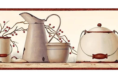 Country Enamelware Blue Wallpapers Border
