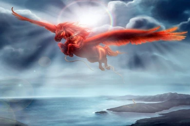 Fantasy Ocean Clouds Wings Red Horses Pegasus Wallpapers Hd ...