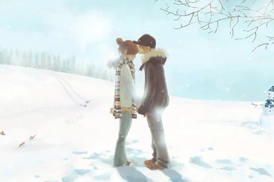 1366x768 Cute Couple Kissing Desktop PC And Mac Wallpapers