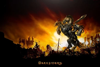 Download Wallpapers 1920x1200 Darksiders, War, Horse, Sunset, City ...