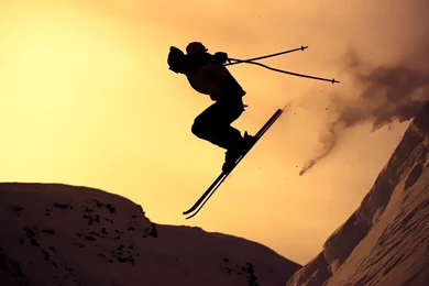 Download Wallpapers 1920x1080 Mountain Skiing, Jump, Silhouette ...