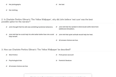 Quiz & Worksheet   The Yellow Wallpapers Summary & Analysis