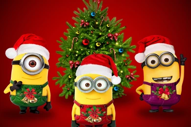 Christmas Tree Minions High Resolution Backgr... 13302