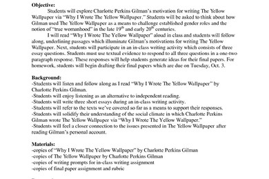 The Yellow Wallpapers Analysis Essay