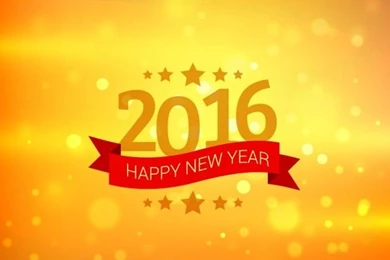 Happy New Year Card In Golden Bokeh Backgrounds Vector