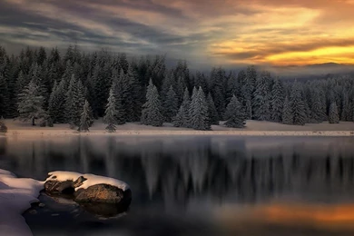 Serene Winter Sunset Wallpapers   (
