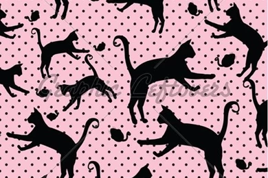 Black Cats And Mice On Pink Doted Backgrounds · GL Stock Images