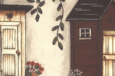 Off White Country Outhouse   Brewster Wallpapers Borders