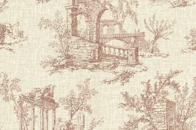Antiquity Brick Linen Toile Wallpapers