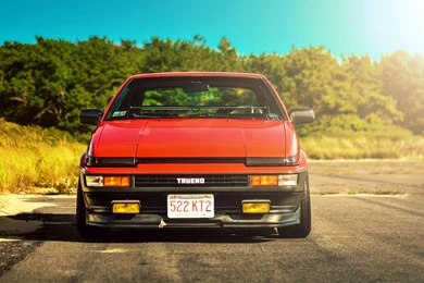 Download Wallpapers Toyota, Corolla, Ae86, Trueno, Red, Front ...