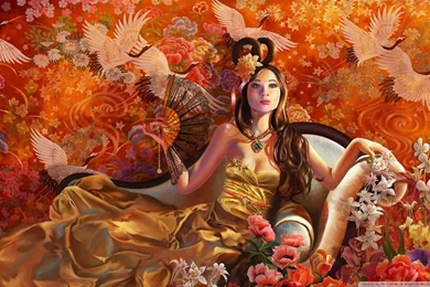 Cranes Painting HD Desktop Wallpapers : Widescreen : High ...