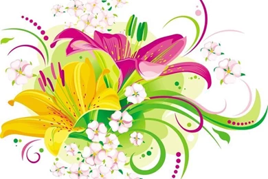 Vector Butterfly Lilies X And Little Flowers Wallpapers High Hight ...