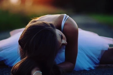 Download Wallpapers 2560x1024 Ballerina, Road, City, Dance Dual ...