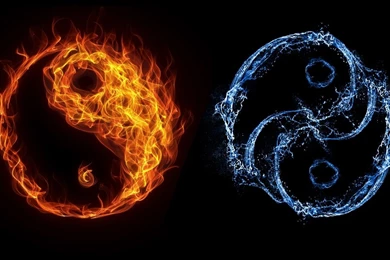 Two Ice Fire Yin Yang Wallpapers   1366x768 IWallHD   Wallpapers HD