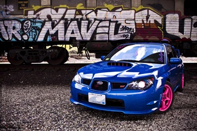 Download Wallpapers Subaru, Impreza, Blue Wheels, Pink Car ...