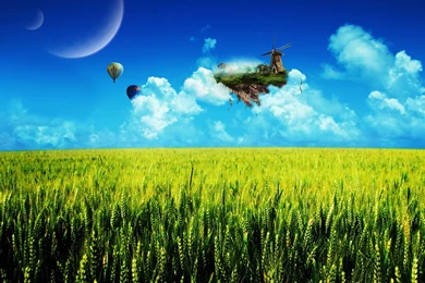 Cg Digital art Manipulations Landscapes Surreal Fantasy Balloons ...