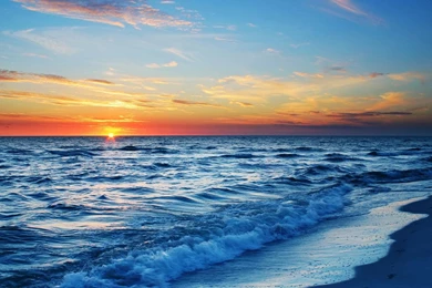 Ocean Horizon Sunset Wide HD Wallpapers