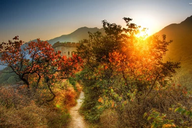 Overgrown Path To The Great Wall Of China Wallpapers   World ...