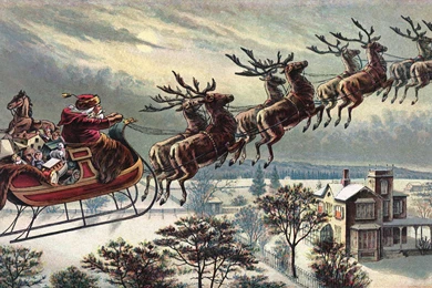 Santa And Reindeer   Christmas Wallpapers