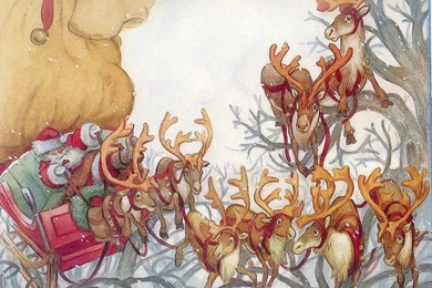 Santa & Reindeer Art Illustration   Santa & Reindeers Wallpapers 19 ...