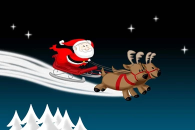 Santa Flying Reindeer   Nexus Wallpapers