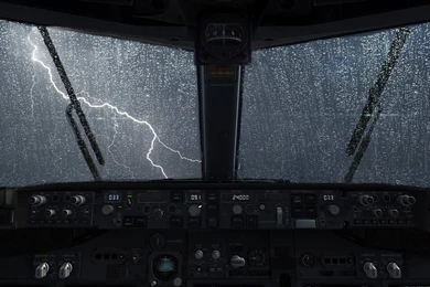 View From The Cockpit Of The Aircraft On The Storm Wallpapers And ...