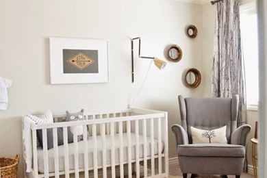 Masculine Baby Boys Room. Faux Wood Plank Wallpapers On Ceiling ...