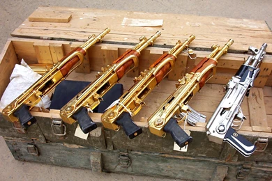 The Gallery For   > Gold Gun With Diamonds Wallpapers