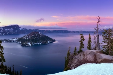 Water Landscapes Snow Trees Oregon Panorama Snow Landscapes Crater ...