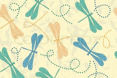 Vector Floral Backgrounds With Dragonfly. Clipping Mask
