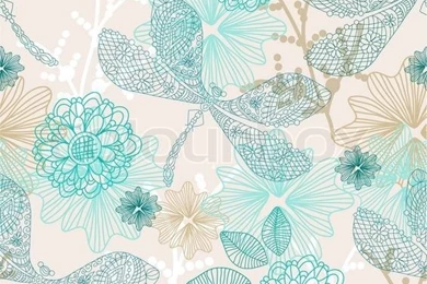 Abstract Hand drawing Background, Seamless Pattern With Flowers ...