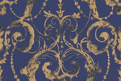 Non woven Wallpapers Baroque Blue Gold Livingwalls Flock 4 95691 4 ...