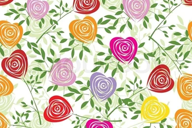 Multicoloured Art Vector Heart, Rose Pattern Seamless Flower ...