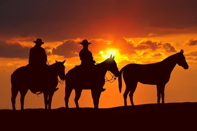 Western Cowboys And Horses   Wallpaper.
