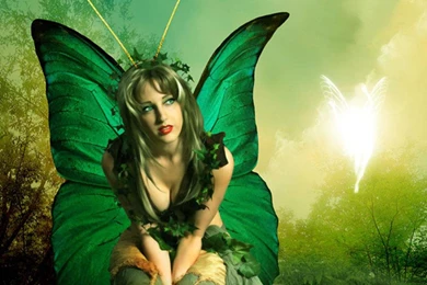 Download Green Butterfly Fairy Angel Wallpapers 1400x1050