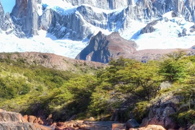 Download Wallpapers 1080x1920 Mountains, Stones, Wood, Tops, Snow ...