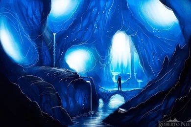 Ice Landscapes Caves Silhouettes Fantasy Art Artwork Rivers Cavern ...