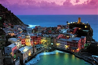 Beautiful Sunset Suggestivo Tramonto Houses Beach Town Su ...